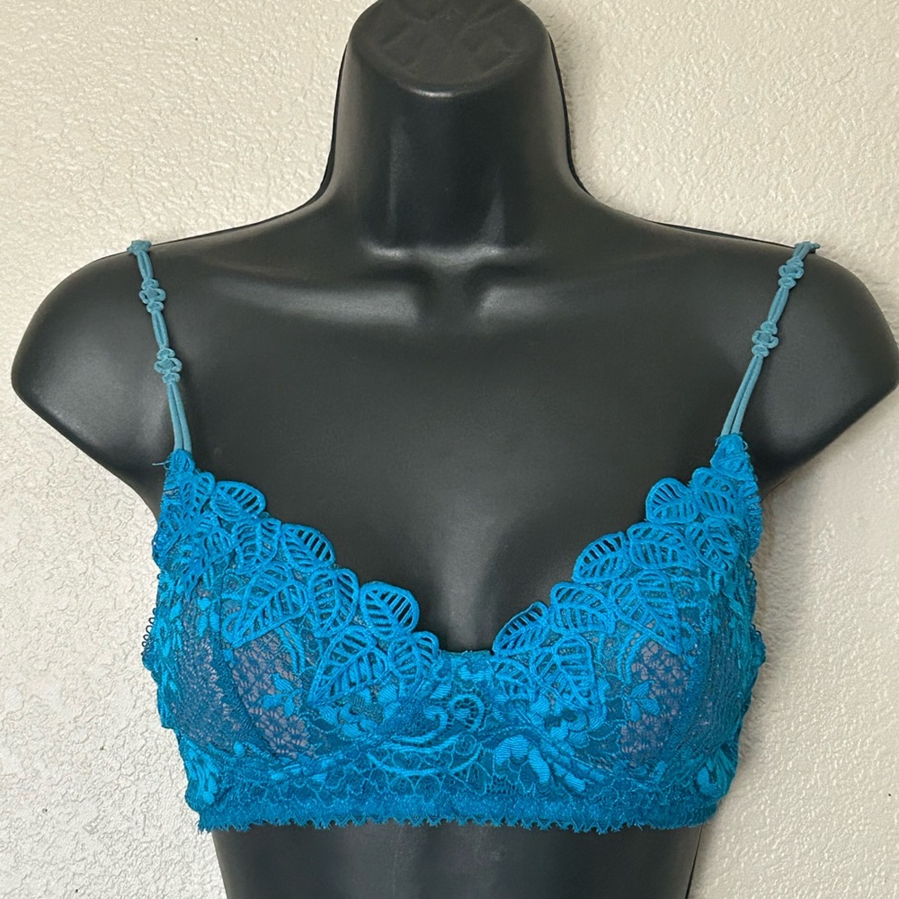 Honeydew Lace Bralette Romantic Intimates Lingerie Turquoise Adjustable Sz M